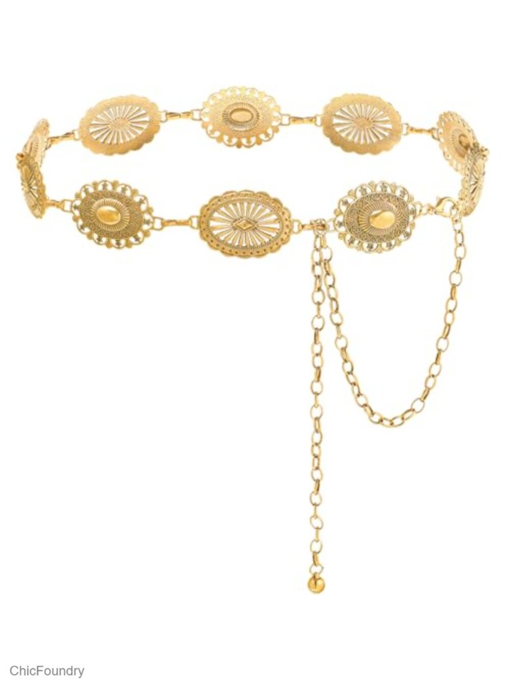 Metal Waist Chain Belt Western Cowgirl Concho